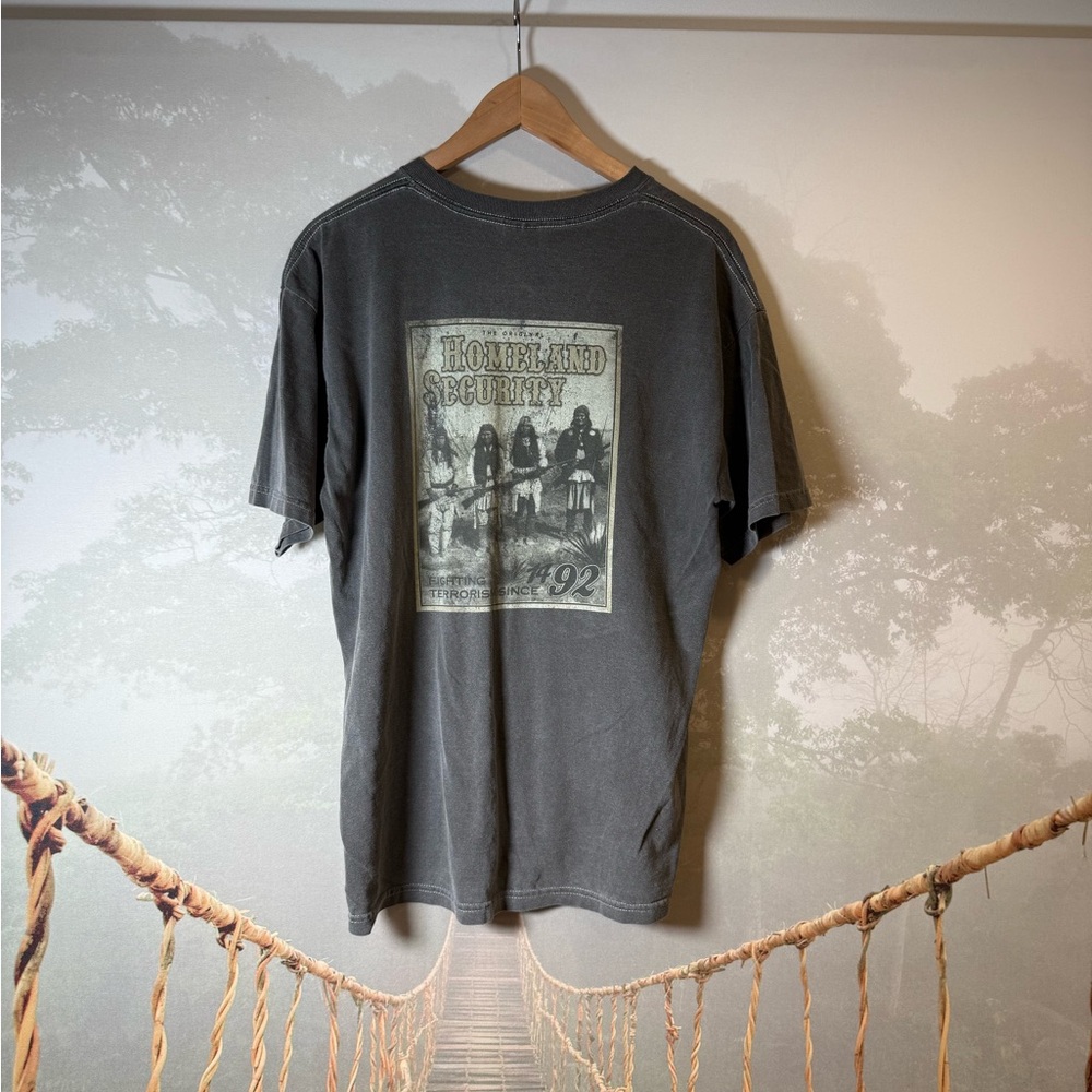 The Original Homeland Security Native American Wild West Mexico Gray Shirt Sz L - Picture 7 of 9